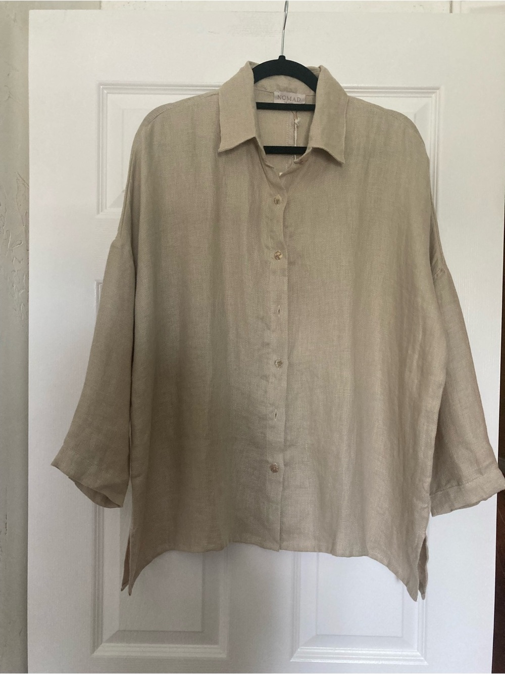 Nomad the Label Laguna French Linen Button-Up Shirt in Wheat, Size AU12/US8 - Picture 7 of 10